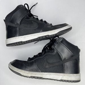 Nike Dunk High Black Leather Mesh Textured Sneakers